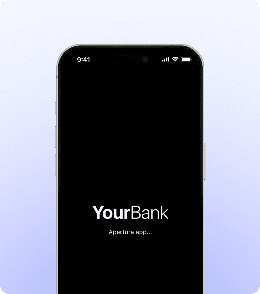 Schermata di uno smartphone con apertira dell'app della tua banca