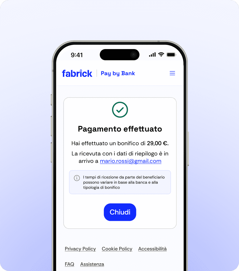 Schermata di uno smartphone con conferma dell'avvenuto pagamento